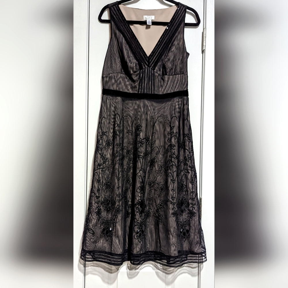 Anna Taylor LOFT Vintage Inspired Sheer Beaded Dress Size 8